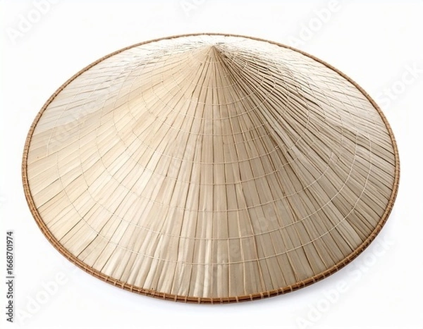Fototapeta Asian Conical Straw Hat Isolated on White Background