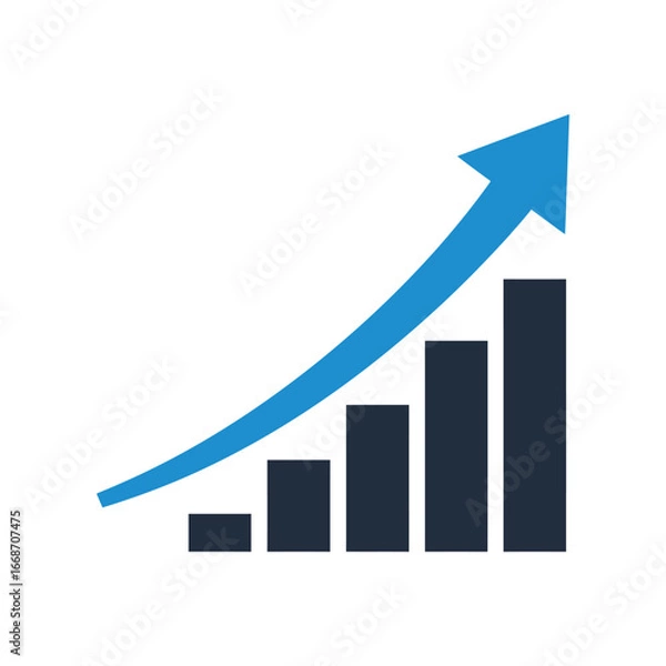 Fototapeta Simple Graphic of Increasing Bar Graph with Upward Trend.