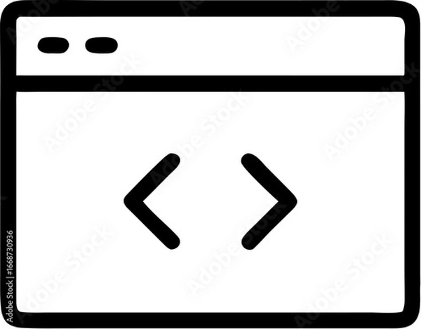 Obraz Minimal outline icon of a coding window with a cursor