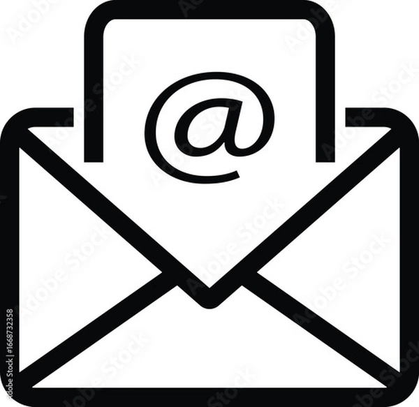 Obraz Open envelope with '@' symbol paper represents email communication and messaging vector