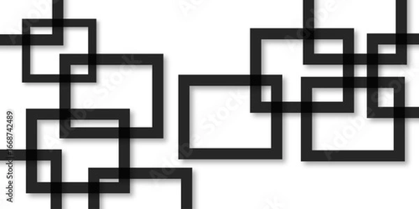 Fototapeta Abstract black lines on white background. luxury white geometric random lines with pattern. Modern white transparent material in triangle and squares shapes. abstract background vector illustration.