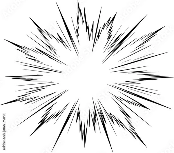 Fototapeta Black and White Radial Burst Effect with Jagged Lines