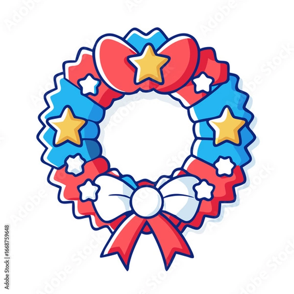 Obraz red--white--and-blue-wreath