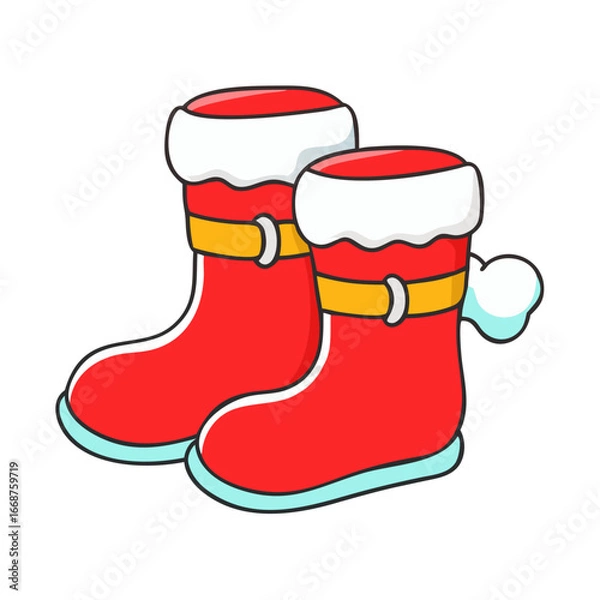 Fototapeta christmas boot with red balls
