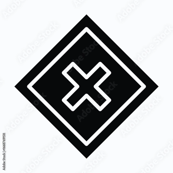 Fototapeta Cross Sign Vector Icon, Isolated Vector Silhouette Style Icon,