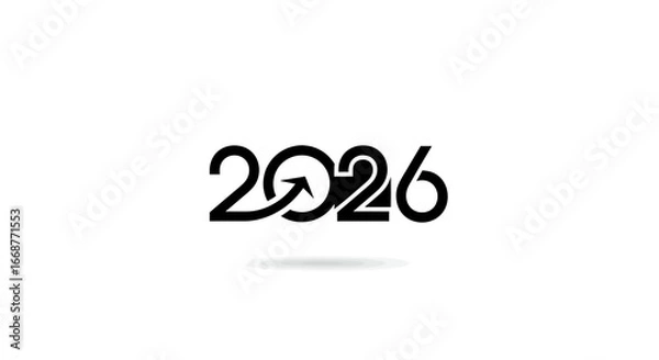 Obraz Dynamic 2026 logo with upward arrow, representing growth, progress, and future goals, perfect for business presentations and marketing visuals