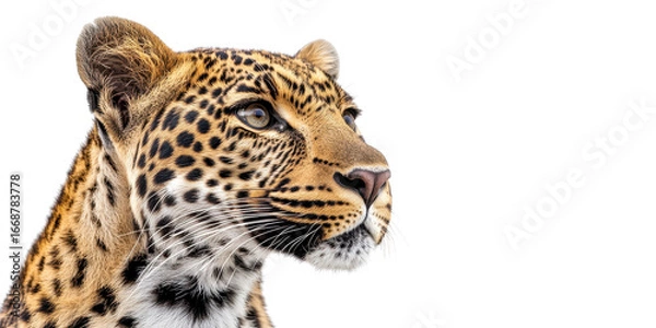Fototapeta Vibrant coat of a majestic leopard isolated on a white transparent background