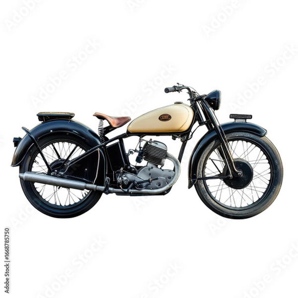 Fototapeta vintage motorbike isolated on a white transparent background