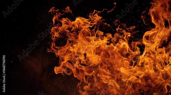 Obraz Burning flames on black background
