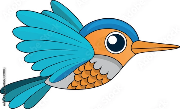 Obraz realistic flying kingfisher cartoon  illustration eps with white background