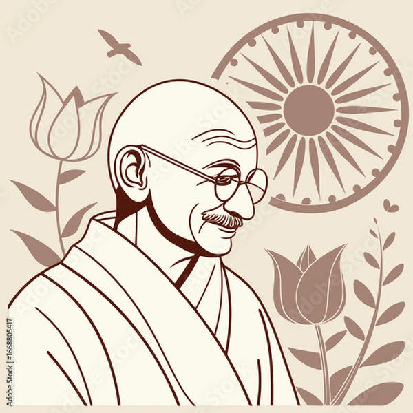 Obraz Gandhi Jayanti is a national holiday in India, celebrated annually on 2 October to honour the birth of Mahatma Gandhi, one of the key leaders of the Indian independence movement and a pioneer of the p