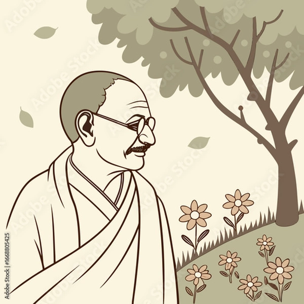 Obraz Gandhi Jayanti is a national holiday in India, celebrated annually on 2 October to honour the birth of Mahatma Gandhi, one of the key leaders of the Indian independence movement and a pioneer of the p