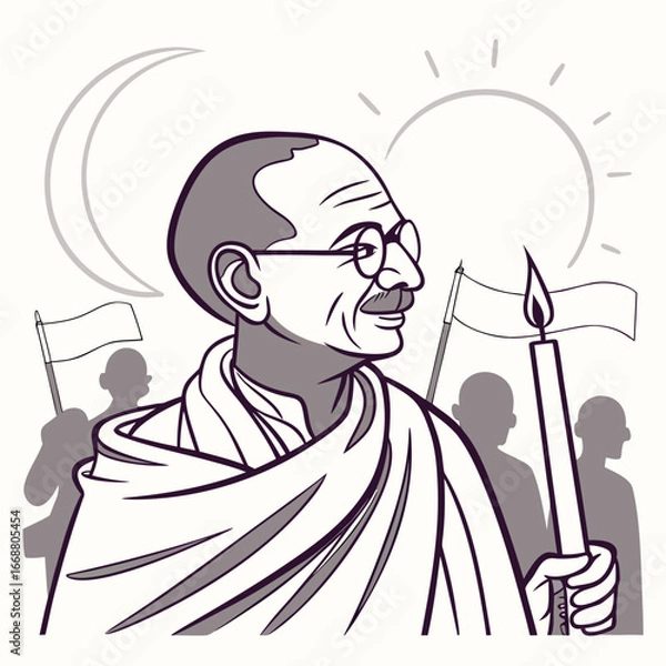 Obraz Gandhi Jayanti is a national holiday in India, celebrated annually on 2 October to honour the birth of Mahatma Gandhi, one of the key leaders of the Indian independence movement and a pioneer of the p