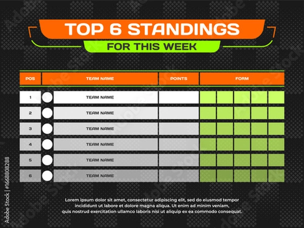 Obraz Top 6 standings for this week