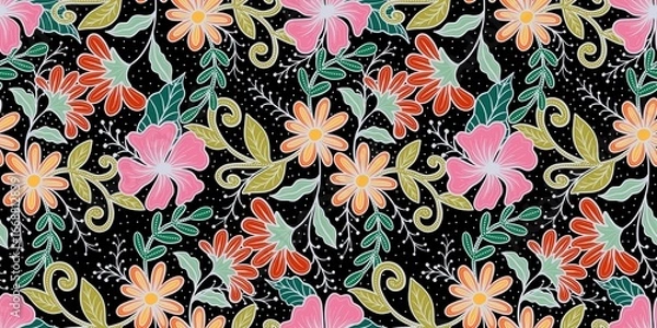 Fototapeta Batik pattern classic Indonesian batik motif with traditional design style 