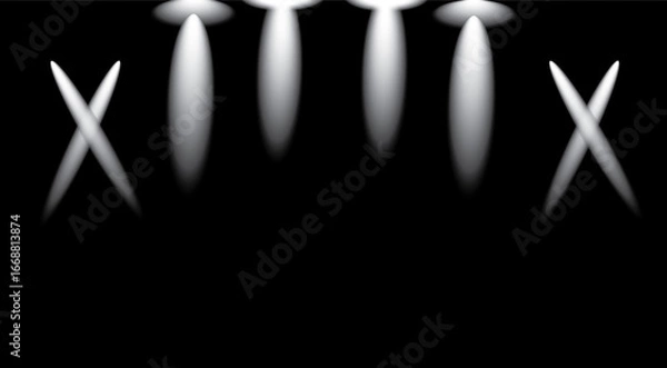 Obraz Dramatic stage lighting with spotlights and x shapes light