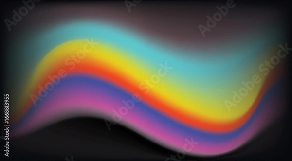 Fototapeta Abstract rainbow wave gradient on dark background