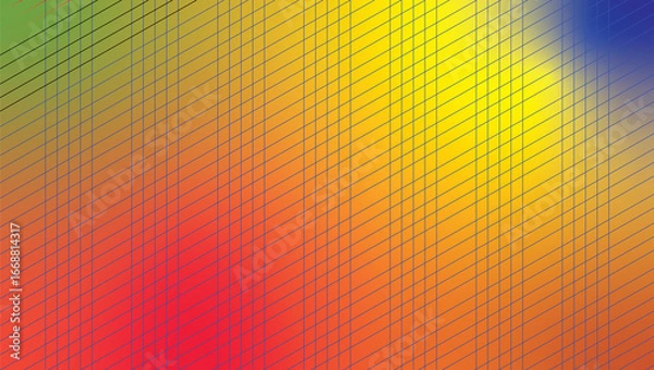 Fototapeta Vibrant diagonal lines overlaying a warm color gradient background