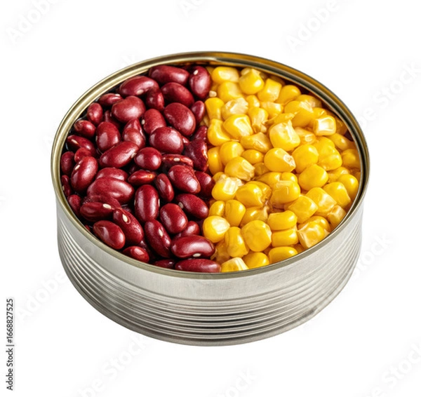 Obraz Mixing canned red beans and corn for healthy meals kitchen food isolated on transparent background, png