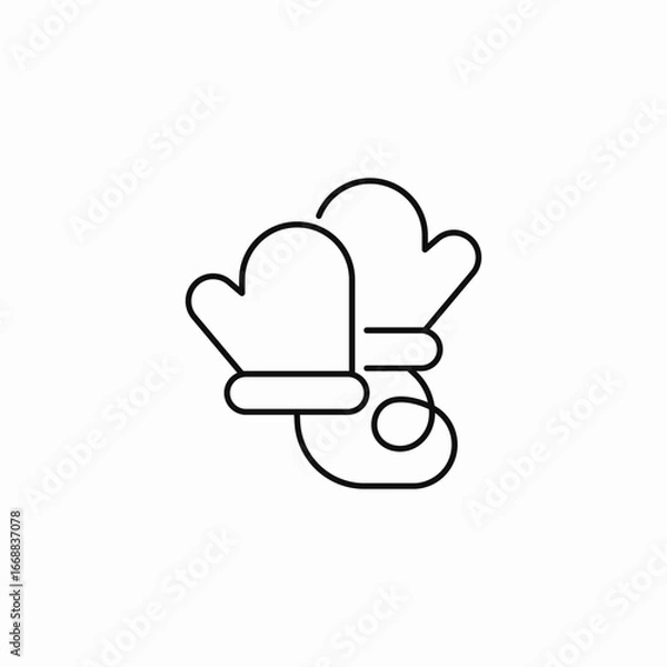 Fototapeta linked winter mittens icon sign vector