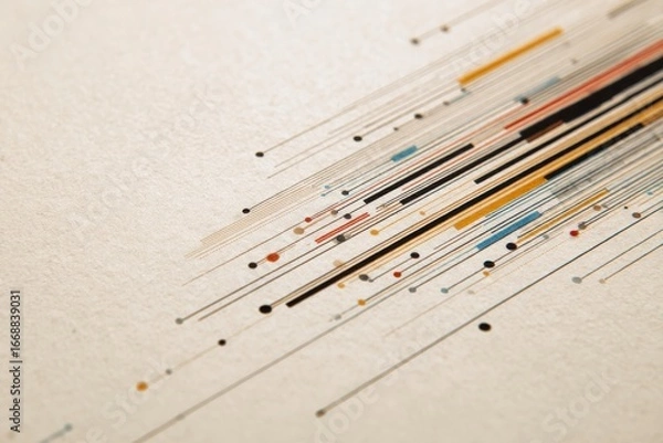 Fototapeta Abstract Lines and Dots Creating Dynamic Visual Flow