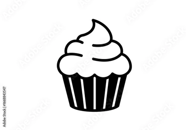 Fototapeta Delicious cupcake icon with swirled frosting, perfect for baking and celebration themes