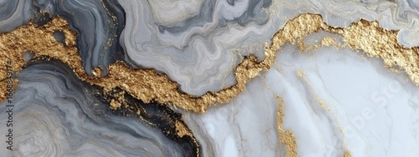 Fototapeta Elegant Gray and Gold Abstract Marble Texture Design