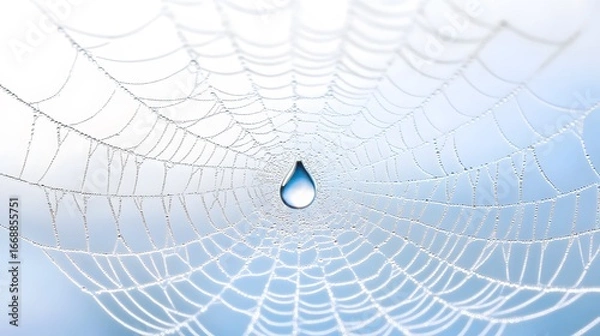 Obraz Dewdrop on Spiderweb Macro Photography Nature