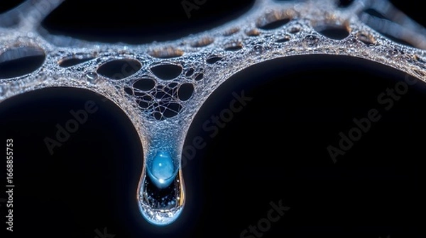 Obraz Intricate Web with Dewdrop Macro Photography