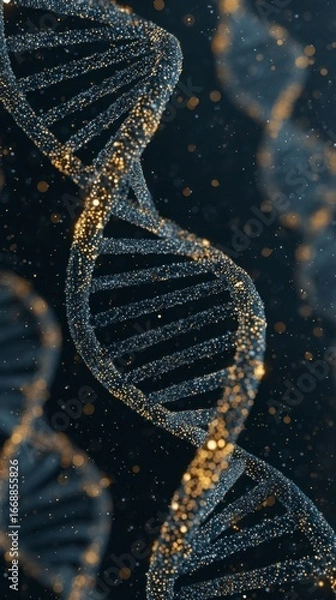 Fototapeta Glittering DNA Strand with Sparkling Particles