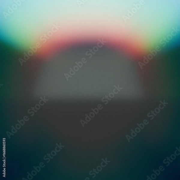Fototapeta Abstract background with soft gradient of green, red, and blue colors forming a blurred arc shape. Prism light and retro grain texture enhance the modern glowing style.