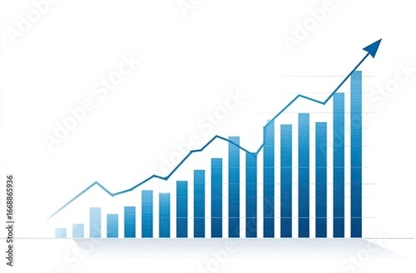 Obraz Blue upward trend graph with rising bars