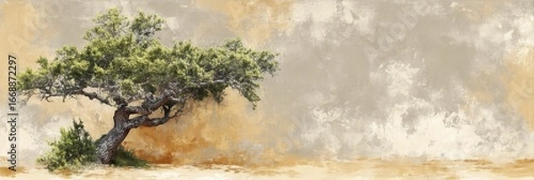 Fototapeta Lone Tree Against Abstract Background Landscape Art
