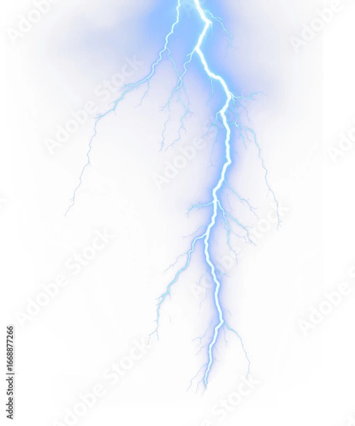 Fototapeta Jagged river of blue fire tearing through the heavens with blazing branches spreading across the midnight void