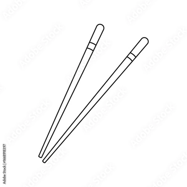 Fototapeta A pair of chopsticks on a white background simple line drawing
