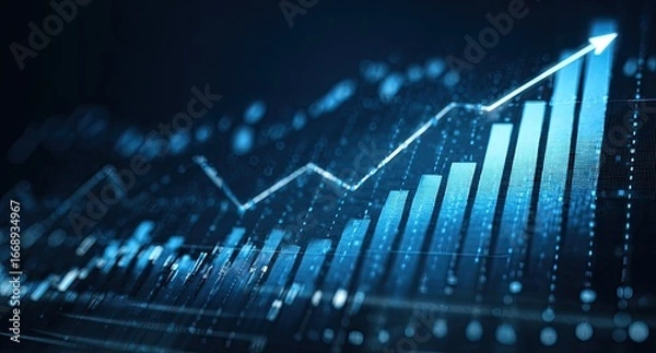 Obraz Abstract digital chart showing upward trend (1)