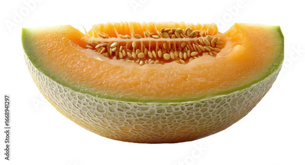 Obraz Fresh cantaloupe slice kitchen food bright lighting healthy snacking isolated on transparent background, png