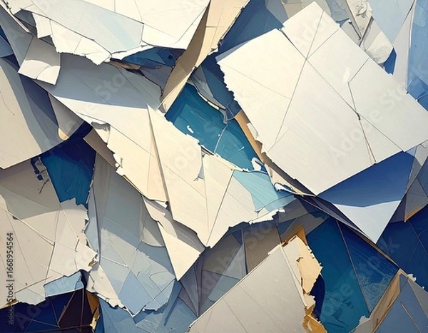 Obraz 白と水色の粉々の壁紙