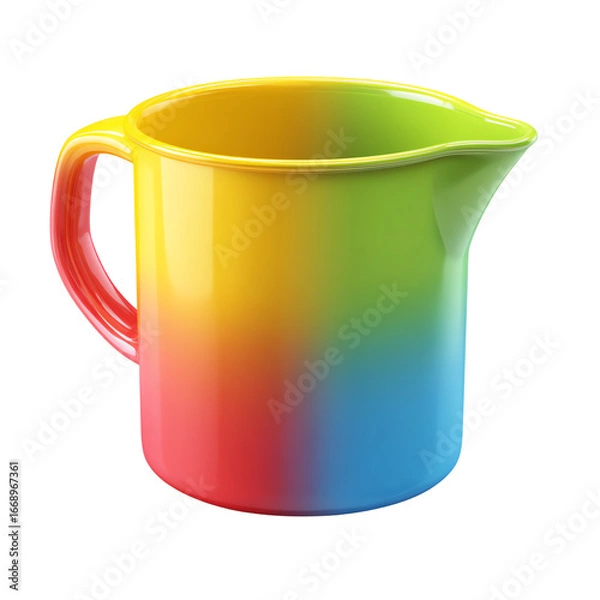 Fototapeta 3D Colorful Measuring Jug Plastic PNG – Kitchen Tool, Isolated Transparent Background on White Background
