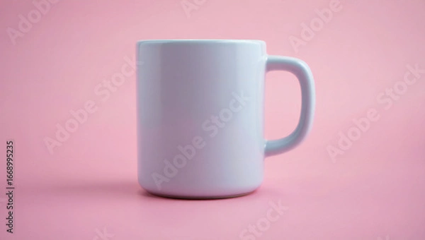 Obraz White ceramic mug on a pink background for hot drinks and beverages