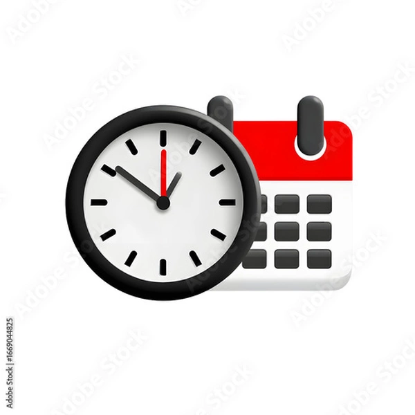 Fototapeta Clock and Calendar icon illustration.  Shows time and date reminders.  Planning schedule.