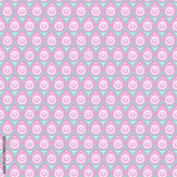Fototapeta A seamless geometric pattern in soft pastel pink, purple, and blue tones. Perfect for textiles, wallpapers, wrapping paper, and feminine digital design projects.