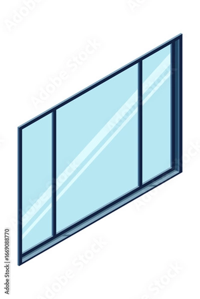 Fototapeta Isometric window. Modern closed window. Interior elements. Furniture elements. Isometric furniture