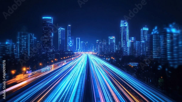 Fototapeta traffic in hong kong at night