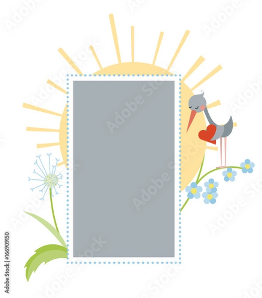 Fototapeta Photo frame with stork