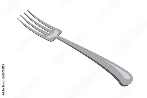 Fototapeta Isometric fork. Shiny fork. Isometric cutlery. Isometric tableware. Vector illustration