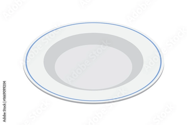 Fototapeta Isometric plate. Empty plate. Isometric cutlery. Isometric tableware. Vector illustration