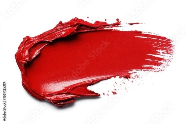 Fototapeta Bold Red Lipstick Swatch on White: Textured, Glossy, and Artistic