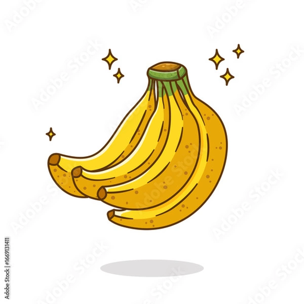 Fototapeta Banana icon. Vector illustration of a bunch of ripe yellow bananas, designed in a cartoon flat style, isolated on a white background.