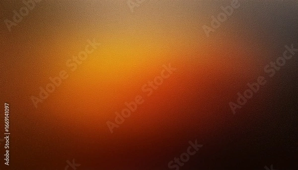 Fototapeta fiery yellow burnt orange copper red brown gray black abstract background color gradient ombre rough grainy noise grungy texture glow light shine template empty space autumn halloween colorful